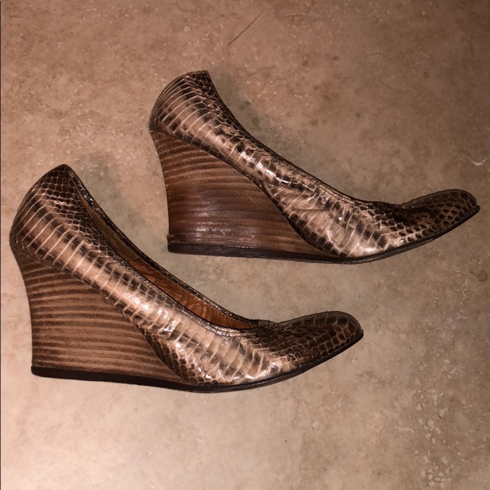 Lanvin Brown Python Wedges - image 4